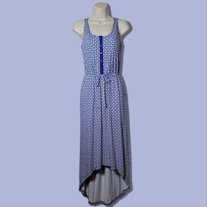 The Gap Sleeveless Patterned High-Low Knit Blue & White Dress